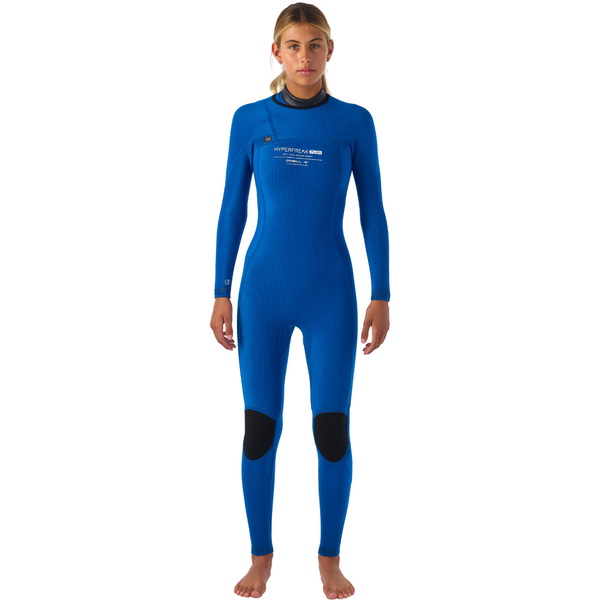 2025 O'Neill Womens Hyperfreak 4/3+mm Chest Zip Wetsuit 5349 - Black / Faded Denim